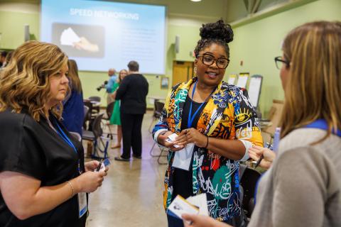 People talk at the Kentucky Leadership Summit at KSU