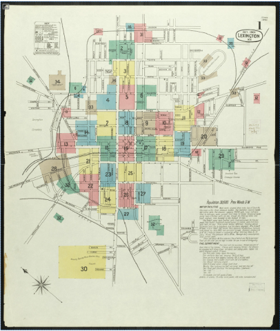 Figure 6. A Sanborn Insurance Map of Lexington, Kentucky, 1901. Source: Kentucky Digital Library, 2007.
