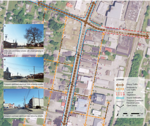 Figure 6. Context analysis map of South Buckman Street (US 61) and East 4th Street (US 44) in Shepherdsville, Kentucky Source: Basemap Imagery USDA FSA NAIP, 2017