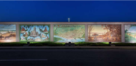 “PORTRAITS FROM PADUCAH’S PAST” Artist: Robert Dafford and the Dafford Murals Team Location: Paducah, KY About the Mural: These murals showcase the history of Paducah, from its founding to flood of 1937.